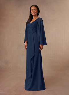 Azazie Perry Mother of the Bride Dresses Mermaid V-Neck Lace Chiffon Floor-Length Dress image2
