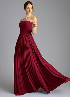 Azazie Mariana Bridesmaid Dresses Burgundy A-Line Strapless Chiffon Dress image4