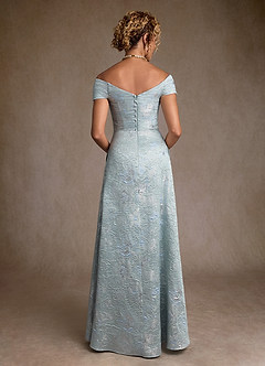Azazie Lacey Mother of the Bride Dresses Agave Jacquard A-Line Off the Shoulder Floral Jacquard Dress image2