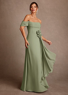 Azazie Amherst Klänningar till brudens mor Klä A-Line i Chiffong Av axeln Pistasch image2