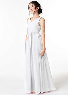 Azazie Sawyer A-Line Pleated Chiffon Floor-Length Junior Bridesmaid Dress image4