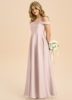 Azazie Sissy Junior Klä av A-Line i Stretch Satin Av axeln image6