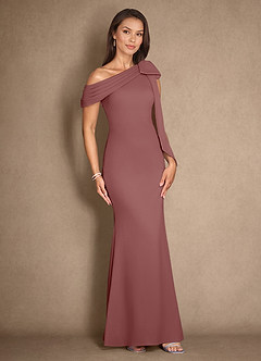 Azazie Myers Mother of the Bride Dresses Desert Rose Mermaid Pleated Stretch Crepe Dress image3