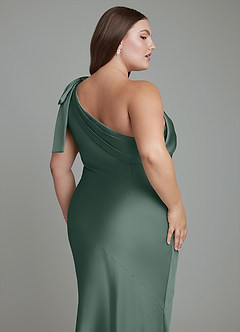 Azazie Yuanna Robes de demoiselle d'honneur Robe Sirène en Satin extensible Asymétrique Mousse De Mer image14