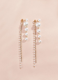 front Long Pearl Drop Earrings