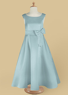 Azazie Lindy Final Sale Mist A-Line Pleated Matte Satin Dress image13