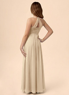 Azazie Ginny Junior Linia A Pofałdowany Szyfon Długość podłogi Młodsza druhna Sukienka image2