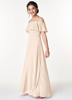 Azazie Maggie Junior White Alabaster A-Line Off the Shoulder Chiffon Dress image5
