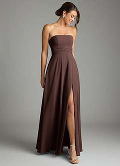 Azazie Tamira Bridesmaid Dresses Ganache A-Line Pleated Chiffon Convertible Dress image2