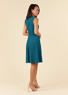 Azazie Theron Mother of the Bride Dresses Ink Blue A-Line V-Neck Pleated Chiffon Dress image4
