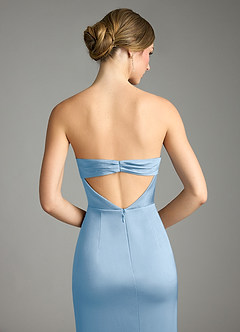 Azazie Leonis Bridesmaid Dresses Powder Blue Mermaid Pleated Stretch Satin Convertible Dress image7