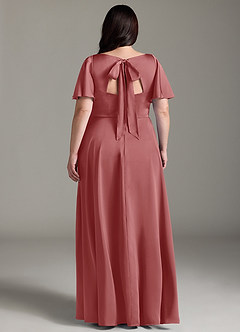 Azazie Kimber 신부 들러리 드레스 A라인 셔링 스트레치 새틴 바닥 길이 드레스 image8