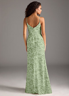 Azazie Deandra Bridesmaid Dresses Green Fern Floral Mermaid Pleated Chiffon Dress image5