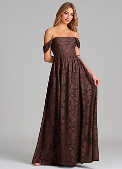 Azazie Hattie Abiti da Damigella Abito A-Line in Burnout Floreale Corsetto Ganache image4