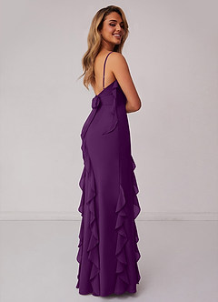 Barbie ♥ Azazie Bridesmaid Dresses Grape Sheath Bow Chiffon Dress image2