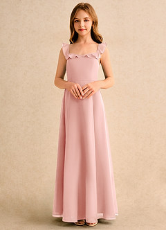 Azazie Chip Girls Formal Flower Girl Dresses Rosette A-Line Sleeveless Chiffon Dress image4