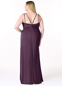 Azazie Aqua Bridesmaid Dresses Plum A-Line V-Neck Pleated Stretch Satin Dress image9