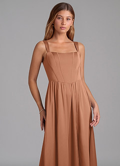 Azazie Rosaline Brautjungfernkleider A-Linie Seitliche Cut-Outs Stretch-Satin Kleid Bronzer image6