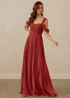 Christian Siriano Bridal for Azazie 1013 Bridesmaid Dresses Terracotta A-Line Off the Shoulder Chiffon Dress image7