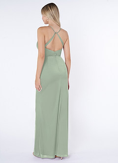 Azazie Kalea Vente finale Robe Sirène en Maille Plissée Vert Sauge image4