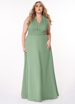 Azazie Fifi At-home Try On Dresses Matcha A-Line Strapless Chiffon Convertible Dress image12