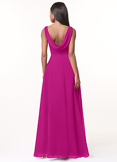 Azazie Karina Bridesmaid Dresses Fuchsia A-Line Pleated Chiffon Dress image2