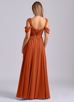 Azazie Koa Vestidos de damas de honor Vestido de Naranja Quemada de Gasa de Corte en A con Vestidos sin tirantes image2