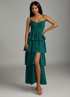 Azazie Kaiden Bridesmaid Dresses Peacock A-Line Sweetheart Neckline Chiffon Dress image1