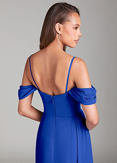 Azazie Amyra Bridesmaid Dresses Royal Blue Sheath Off the Shoulder Chiffon Convertible Dress image7