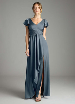 Azazie Omari Bridesmaid Dresses Twilight A-Line Stretch Satin Dress image3