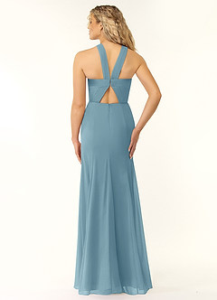 Azazie Rue Bridesmaid Dresses Moody Blue A-Line Halter Chiffon Dress image3