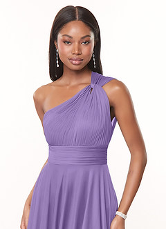 Azazie Charlize Bridesmaid Dresses Tahiti A-Line One Shoulder Mesh Dress image5