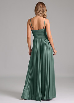 Azazie Vini Bridesmaid Dresses Eucalyptus A-Line Pleated Stretch Satin Dress image6