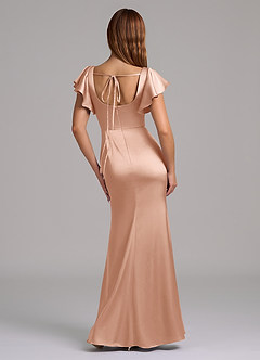 Azazie Elkie Bridesmaid Dresses Rose Gold Mermaid Square Neckline Stretch Satin Dress image2
