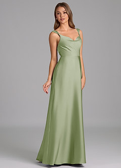 Azazie Beatrice 신부 들러리 드레스 A라인 스윗하트 네크라인 스트레치 새틴 바닥 길이 드레스 image5