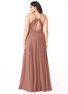 Azazie Avelina Bridesmaid Dresses Cedar Rose A-Line V-Neck Pleated Chiffon Dress image7