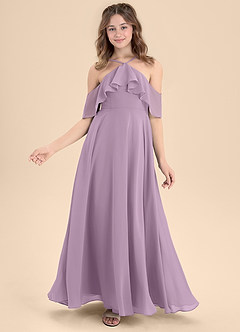 Azazie Tessabelle Junior Wisteria A-Line Off the Shoulder Chiffon Dress image6