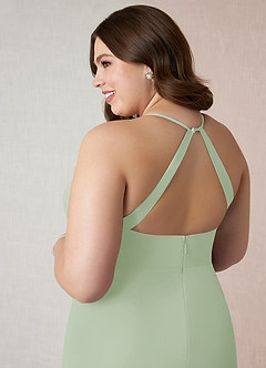 Azazie Becca Abiti da Damigella Abito Tubino in Chiffon con Scollo a V Verde Salvia image11