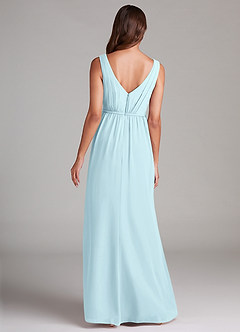 Azazie Tanicia Robes de demoiselle d'honneur Robe Trapèze en Mousseline de soie Plissé Bleu Nuage image7
