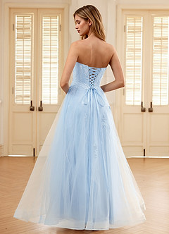 Pipery Bleu Ciel Robe de bal corsetée à paillettes et volants en tulle image2