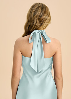 Azazie Chickie Junior Etui Plissee Stretch-Satin Kleid Nebel image6