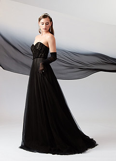 Azazie Persephone Hochzeitskleider Ballkleid Spitze Tüll Kleid Schwarz Nude image3