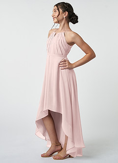 Azazie Oaklynn Junior Blushing Pink A-Line Pleated Chiffon Dress image4