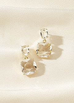 front Transparent Crystal Gemstone Earrings
