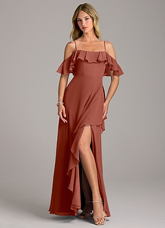 Azazie Aubrie Final Sale Eucalyptus A-Line Off the Shoulder Chiffon Dress image4