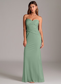 Azazie Katelyn Final Sale Matcha Sheath Strapless Mesh Convertible Dress image6