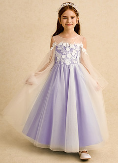 Azazie Zimi Flower Girl Dresses Lilac Ball-Gown Sweetheart Neckline Tulle Dress image7