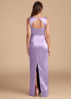 Azazie Flori Bridesmaid Dresses Lilac Sheath Side Slit Metallic Satin Dress image4