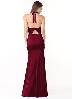 Azazie Emeria Bridesmaid Dresses Burgundy Mermaid Pleated Stretch Satin Dress image2