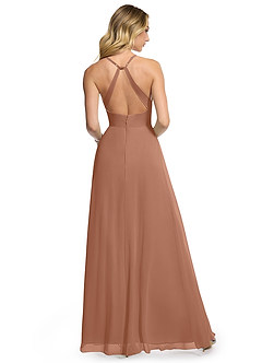 Azazie Davis Brautjungfernkleider A-Linie V-Hals Chiffon Kleid Bronzer image5